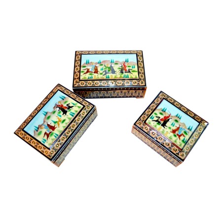 set of khatam jewerly box - ست جعبه جواهر خاتم کاری طرح چوگان