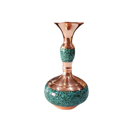 turquoise vase - گلدان شلغمی فیروزه کوب 13 سانتی